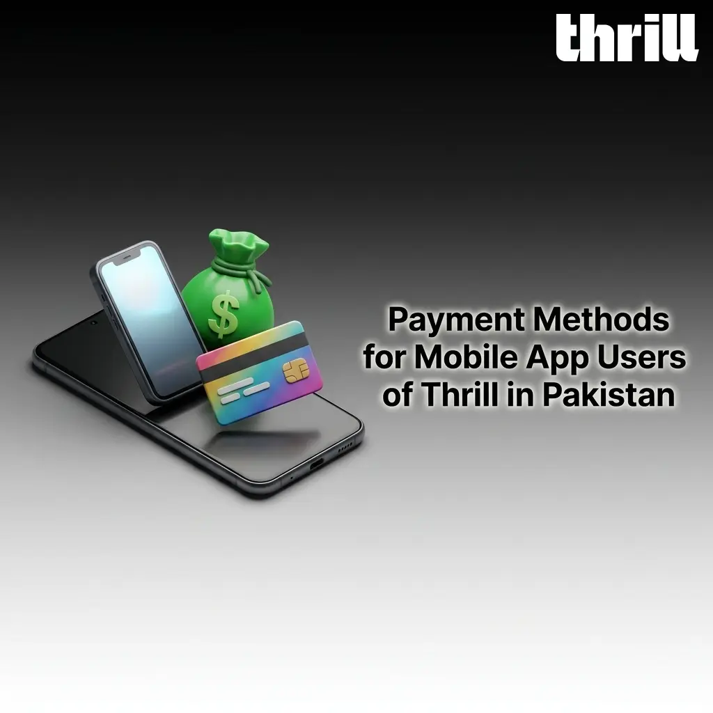 Thrill Pakistan mobile app crypto payment methods including BTC, ETH, USDT, LTC, DOGE, SOL and more