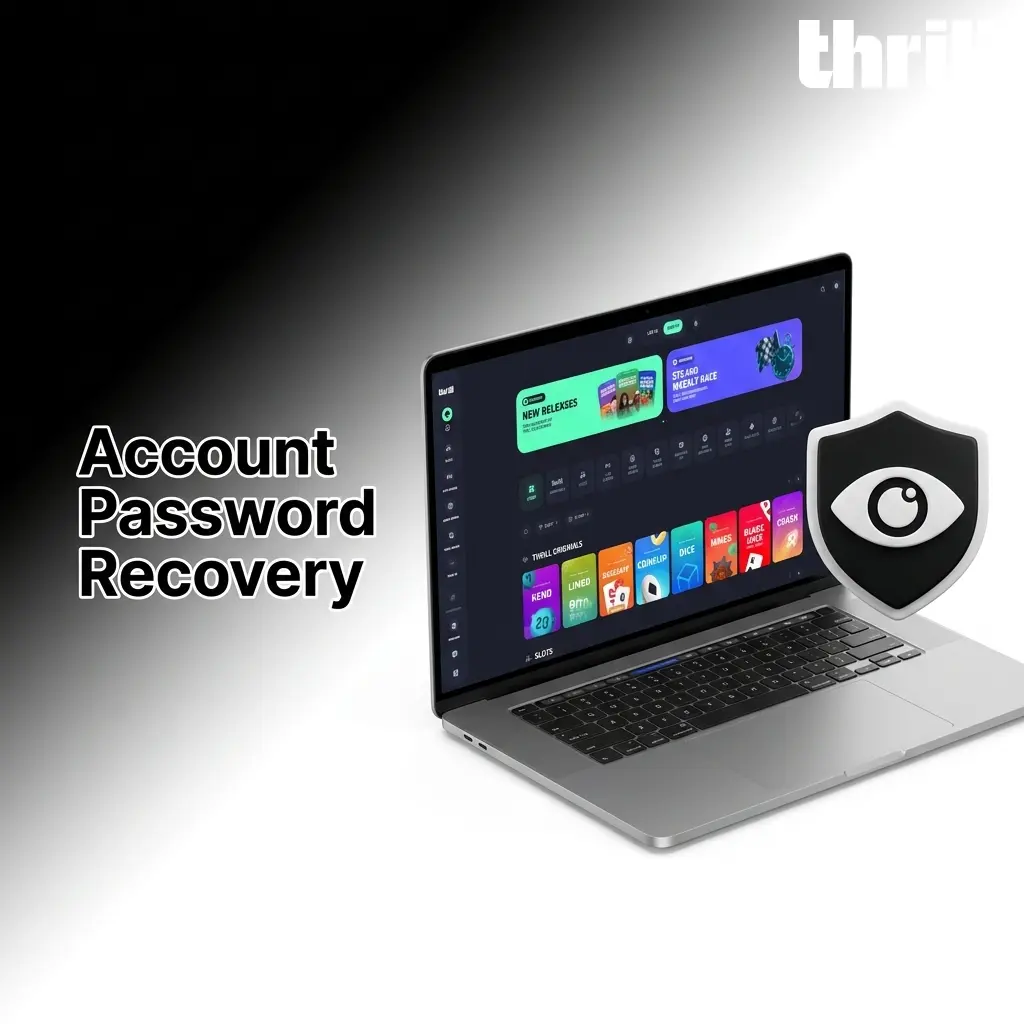 Step-by-step Thrill account password recovery guide showing forgot password link, email reset, and new password setup