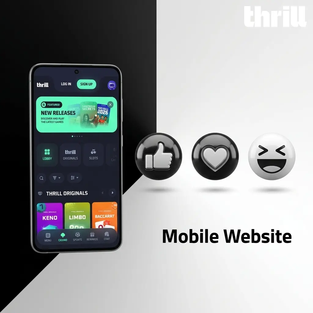 Thrill mobile website on smartphone browser showing sports betting and casino features for Pakistan players