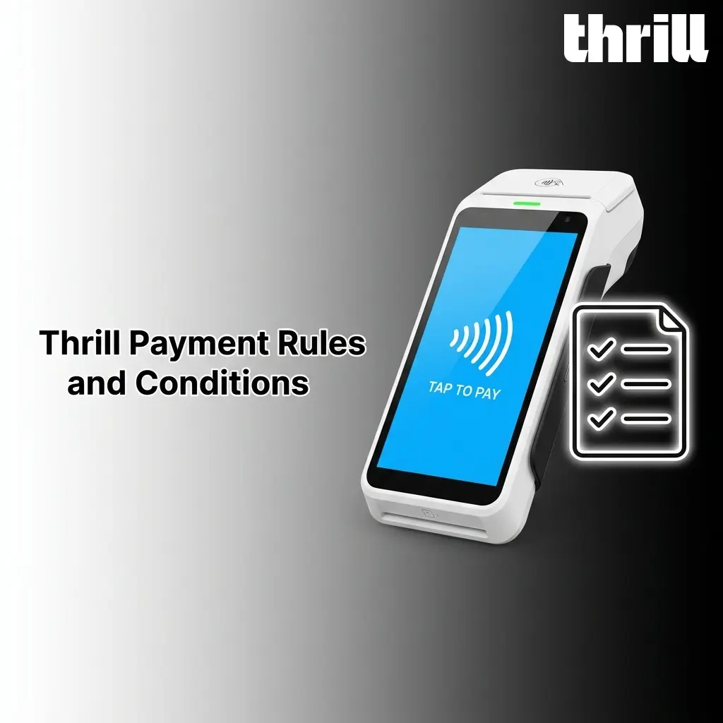 Thrill payment rules covering KYC verification, matching wallets, bonus wagering, network selection, and transaction limits in Pakistan