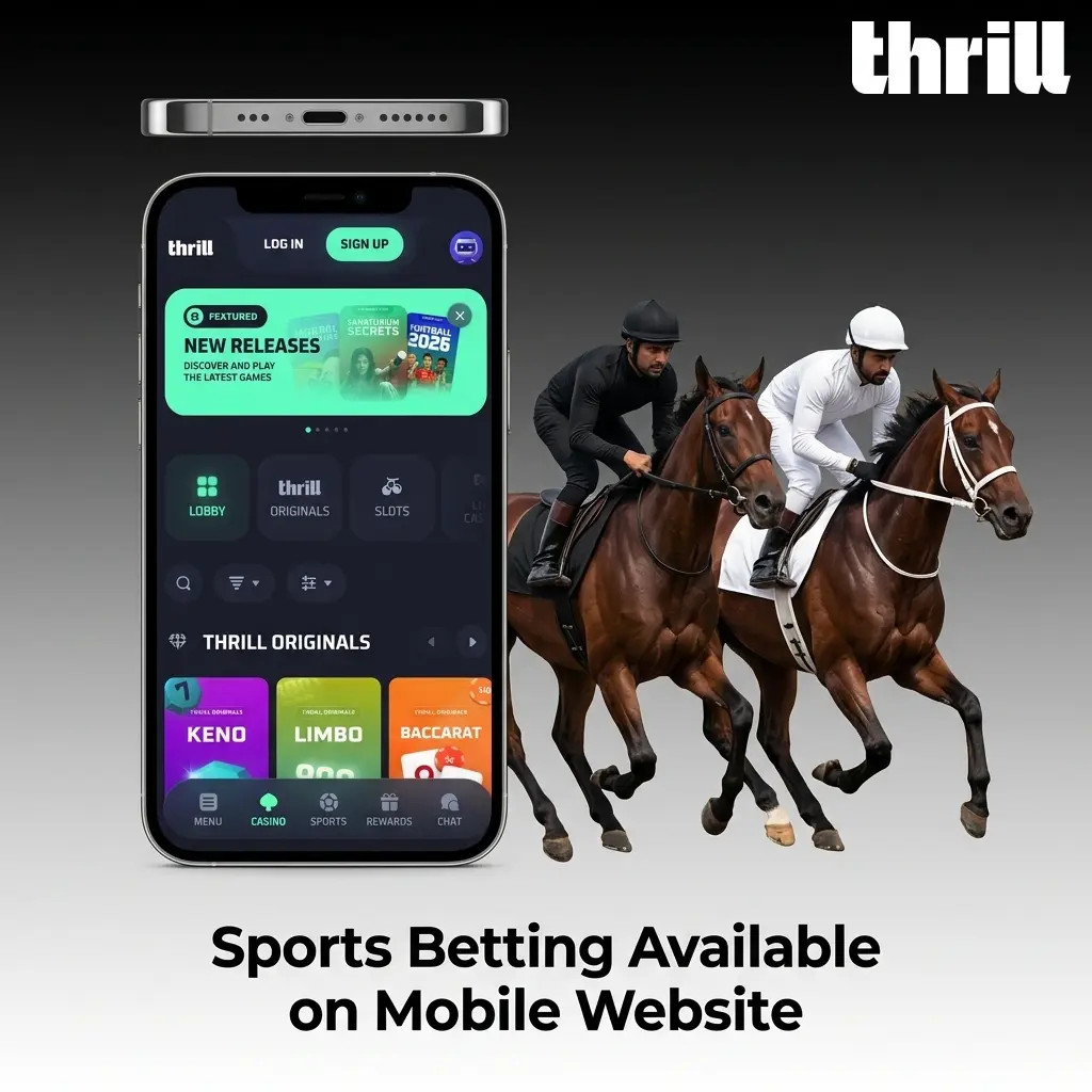Thrill sportsbook mobile website showing betting markets for cricket, football, tennis, basketball, kabaddi and esports
